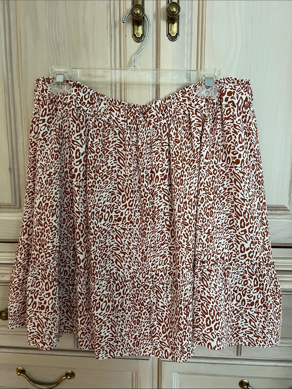 LOFT leopard print skirt - white and rust
